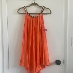 Orange Sleeveless Spaghetti Strap Sundress for Resort Wear